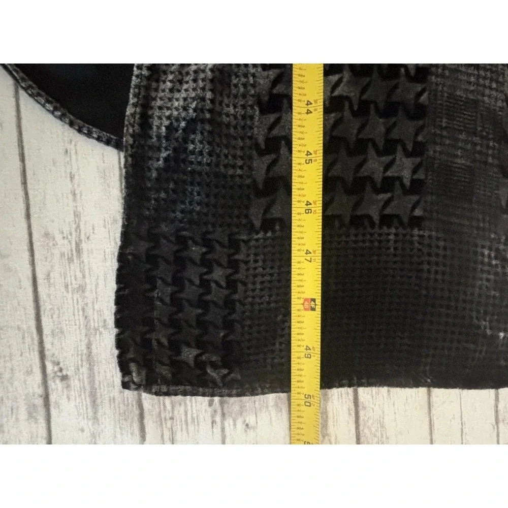 Mixed Print Houndstooth Black Gray Velvet Scarf Rectangle Y2k 10x50